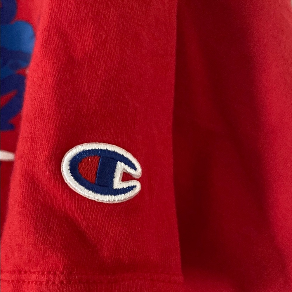 Champion Red Tee with Blue Splash Graphic - Picture 4 of 4